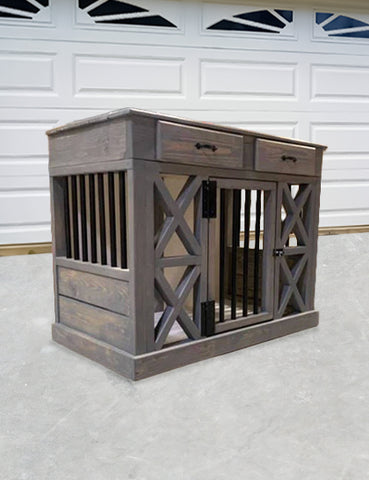 Single Dog Den w/ Storage Drawer and Swing Door, Custom Dog Kennel