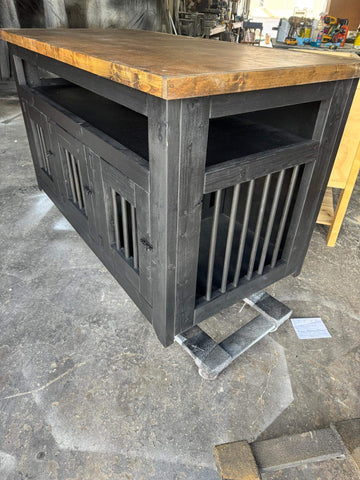 Triple Dog Crate Table in Farmhouse Style w/Swing Doors