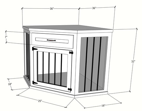 Single Corner Dog Crate w/ Swing Door, Modern Dog Crate, Custom Dog Furniture
