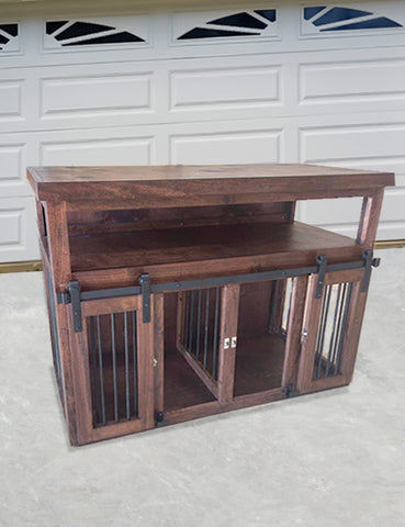 Double Dog Kennel with Shelf, Indoor Dog House, Dog Kennel Furniture, Custom Dog Crate
