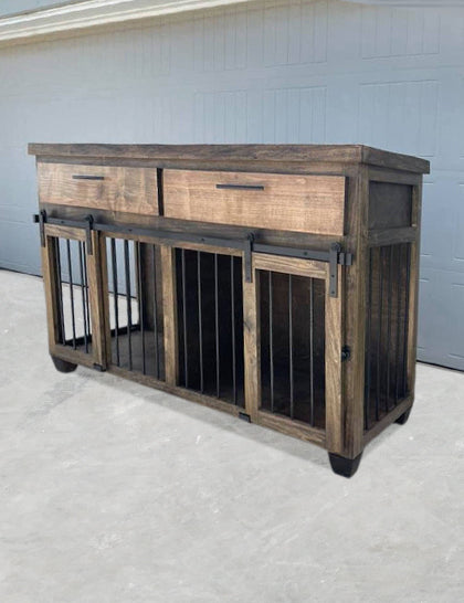Large Double Dog crate with 2 Barn Doors