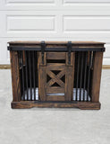 Dog Crate End Table w/Sliding Barn Door