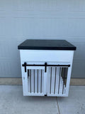 Small Dog Kennel | Single Dog Crate w/Sliding Barn Door | Custom Dog Crate End Table