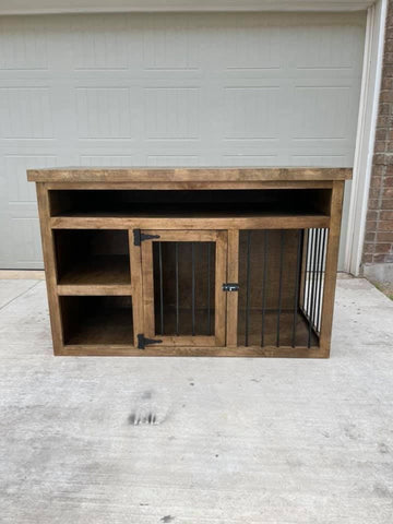 Single Dog Crate Furniture with Swing Door and Shelf