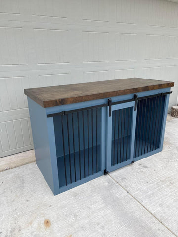 SINGLE Dog Kennel W/ Barn Door | Wooden Dog House | Dog Crate Furniture | Dog Crate And Table