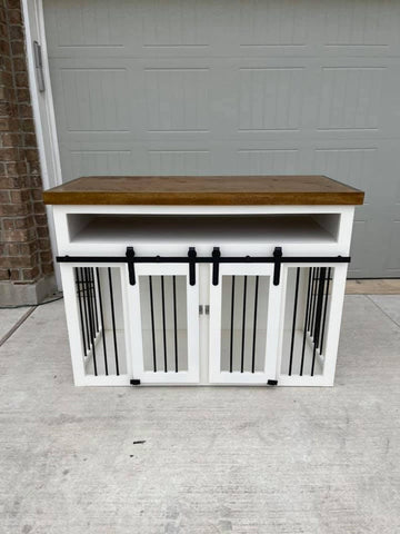 Double Dog Kennel Furniture, Dog Crate Furniture, Wood Double Dog Crate, Custom Dog Kennel