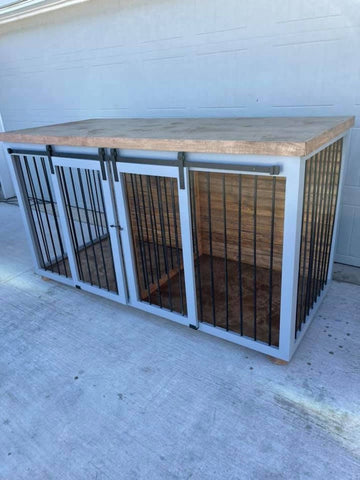 Dog Crate Furniture, Wood Double Kennel Crate, Furniture Dog Crate, Custom Dog Crate